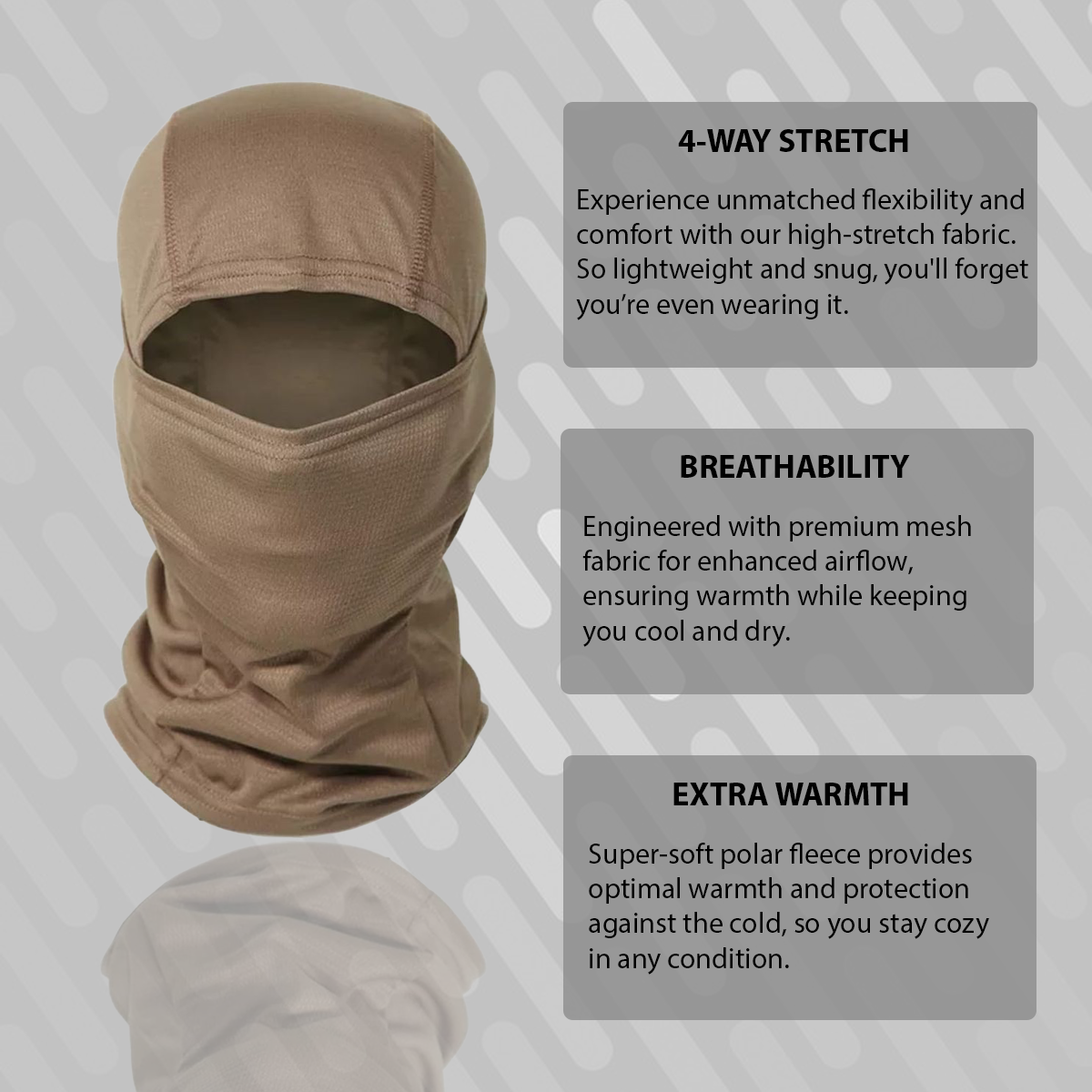 Lightweight Balaclava – Unisex, Universal Fit, Ultra-Soft Polyester Microfiber, for Motorcycling, Skiing, Cycling, and Outdoor Sports - Khaki