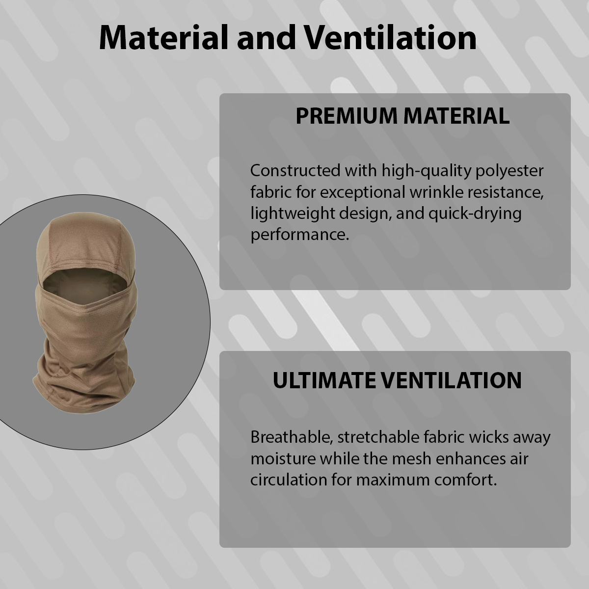 Lightweight Balaclava – Unisex, Universal Fit, Ultra-Soft Polyester Microfiber, for Motorcycling, Skiing, Cycling, and Outdoor Sports - Khaki