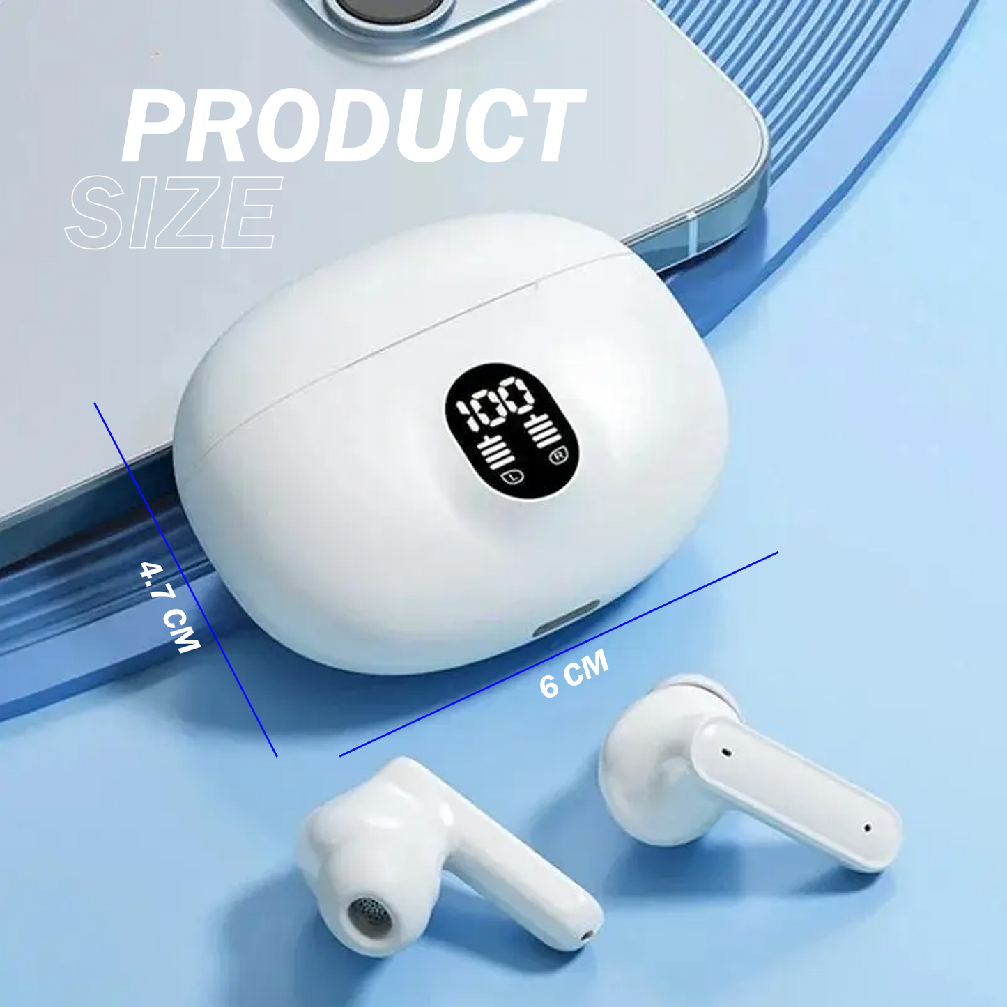 Norden TWS Wireless Earphones Bluetooth 5.3 with Charging Case, Type-C Fast Charging, Touch Control, Noise Reduction, Built-in Mic for Calls and Music - Compatible with iOS & Android - White