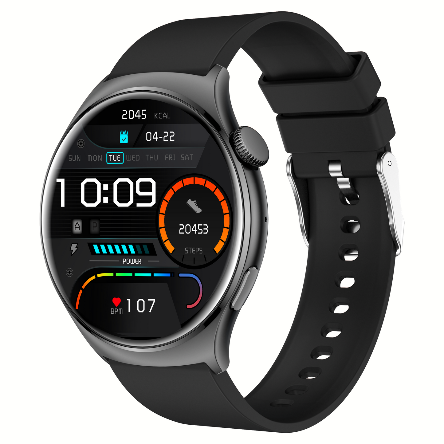 Norden Aspire Smart Watch SI-19, 1.43" AMOLED Display, Heart Rate, Oxygen Monitoring, IP68 Waterproof, Bluetooth 5.2, Fitness Tracker with AI Voice Assistant, Music Control, and 7-Day Standby Time - Black