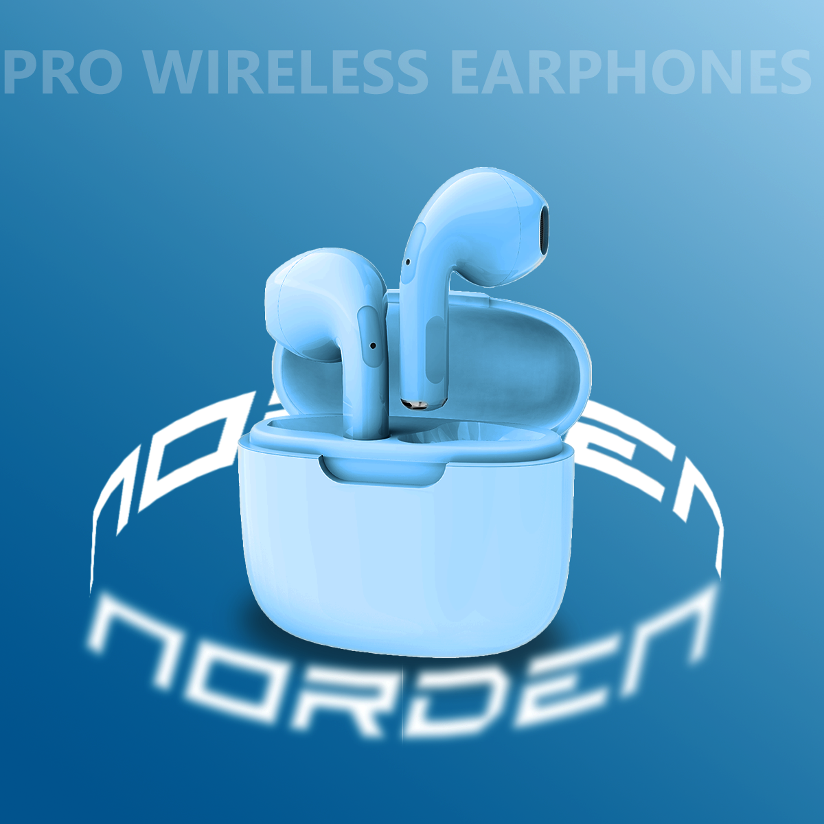 Norden Echo TWS Bluetooth Earphones – True Wireless, Bluetooth 5.0, Charging Case, 10m Range, Type-C Charging, Compatible with Android & iOS - Blue