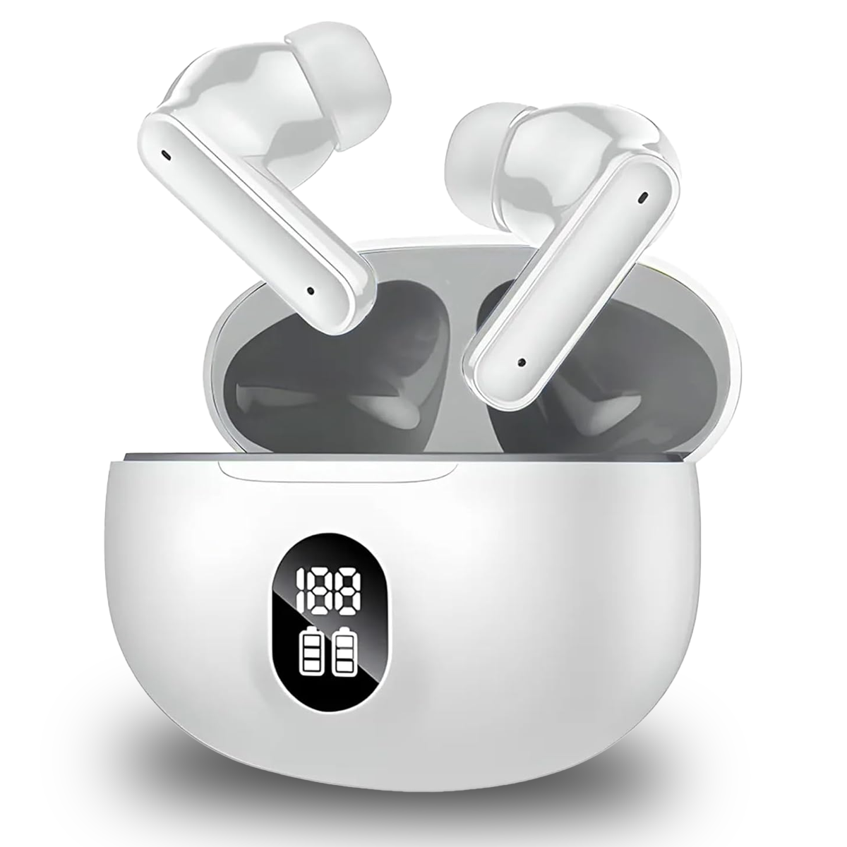 Norden TWS Wireless Earphones Bluetooth 5.3 with Charging Case, Type-C Fast Charging, Touch Control, Noise Reduction, Built-in Mic for Calls and Music - Compatible with iOS & Android - White
