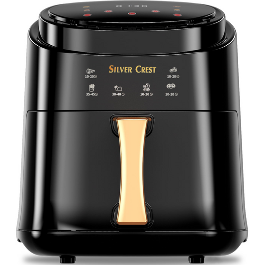 Silver Crest JD689B Air Fryer – XXL Capacity, 4 Preset Functions, 1400W Power, Adjustable Temp 80–210°C, Non-Stick Basket, for 3–6 People - Black