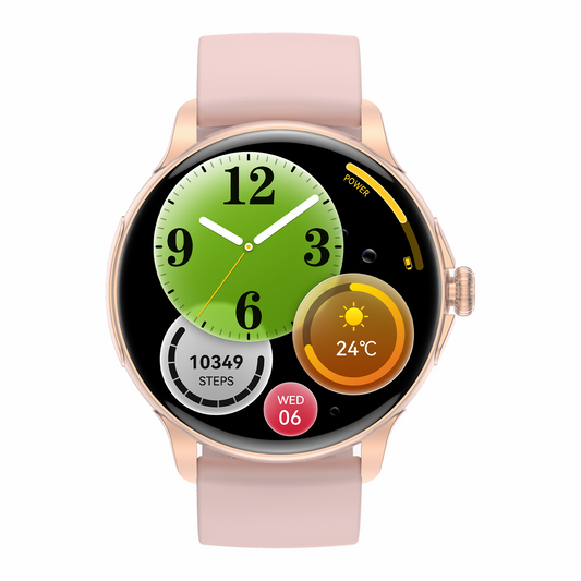 Norden Up Smart Watch, 1.43" AMOLED Full Touch Screen,Heart Rate & Sleep Monitoring, AI Voice Assistant, Multiple Sports Modes, BT5.3, 3-5 Days Battery Life, Magnetic Charging, Pink/Gold