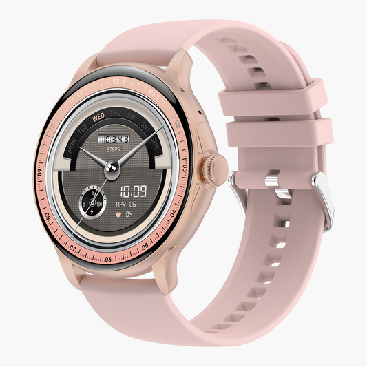 Norden Up Smart Watch, 1.43" AMOLED Full Touch Screen,Heart Rate & Sleep Monitoring, AI Voice Assistant, Multiple Sports Modes, BT5.3, 3-5 Days Battery Life, Magnetic Charging, Pink/Gold