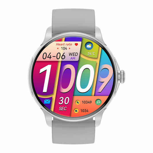 Norden Up Smart Watch, 1.43" AMOLED Full Touch Screen,Heart Rate & Sleep Monitoring, AI Voice Assistant, Multiple Sports Modes, BT5.3, 3-5 Days Battery Life, Magnetic Charging, Silver