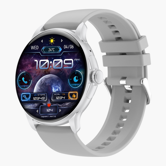 Norden Up Smart Watch, 1.43" AMOLED Full Touch Screen,Heart Rate & Sleep Monitoring, AI Voice Assistant, Multiple Sports Modes, BT5.3, 3-5 Days Battery Life, Magnetic Charging, Silver