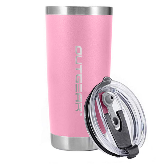 OutGear 600ml Stainless Steel Thermal Travel Mug – Double-Wall Insulated, BPA-Free Sliding Lid, Hot & Cold Retention, Fits Car Cup Holders - Pink