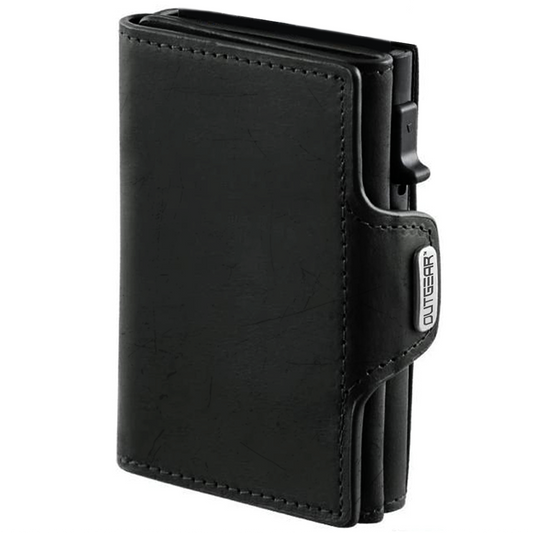 OutGear RFID Leather Wallet – Holds 10 Cards, Slim Pop-Up Design, RFID Blocking, Cash Storage, Gift Box Included