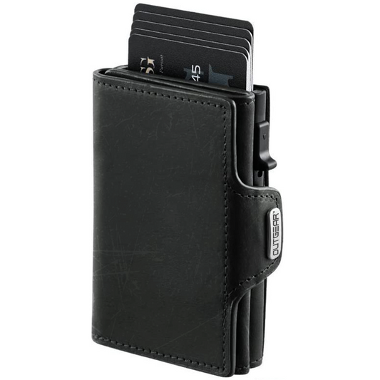 OutGear RFID Leather Wallet – Holds 10 Cards, Slim Pop-Up Design, RFID Blocking, Cash Storage, Gift Box Included