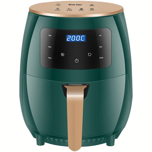 Silver Crest S-18 Air Fryer – XL Capacity, Digital Touchscreen, 4 Preset Functions, Non-Stick Basket, 1400W Power, for 2–4 People - Green