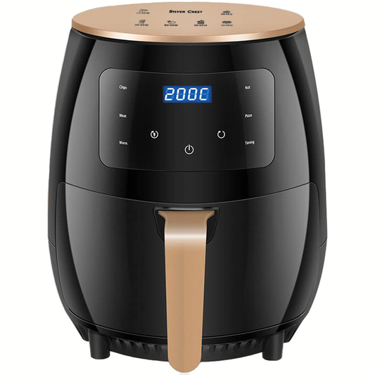 Silver Crest S-18 Air Fryer – XL Capacity, Digital Touchscreen, 4 Preset Functions, Non-Stick Basket, 1400W Power, for 2–4 People - Black