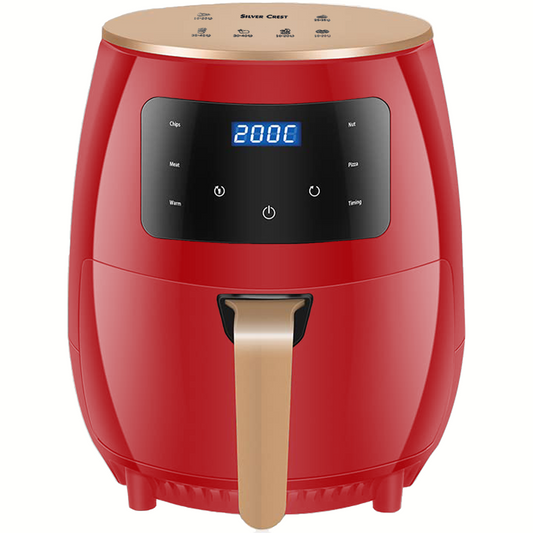 Silver Crest S-18 Air Fryer – XL Capacity, Digital Touchscreen, 4 Preset Functions, Non-Stick Basket, 1400W Power, for 2–4 People - Red