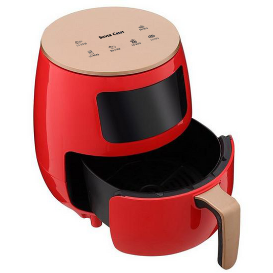 Silver Crest S-18 Air Fryer – XL Capacity, Digital Touchscreen, 4 Preset Functions, Non-Stick Basket, 1400W Power, for 2–4 People - Red