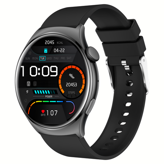 Norden Aspire Smart Watch SI-19, 1.43" AMOLED Display, Heart Rate, Oxygen Monitoring, IP68 Waterproof, Bluetooth 5.2, Fitness Tracker with AI Voice Assistant, Music Control, and 7-Day Standby Time - Black
