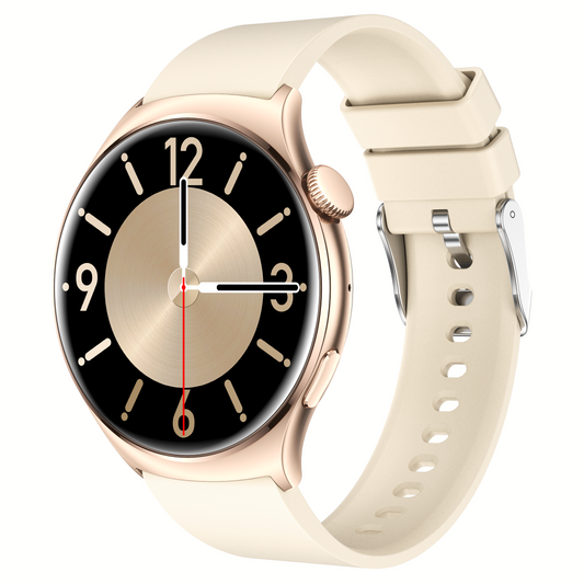 Norden Aspire Smart Watch, 1.43" AMOLED Display, Heart Rate, Oxygen Monitoring, IP68 Waterproof, Bluetooth 5.2, Fitness Tracker with AI Voice Assistant, Music Control, and 7-Day Standby Time - Gold