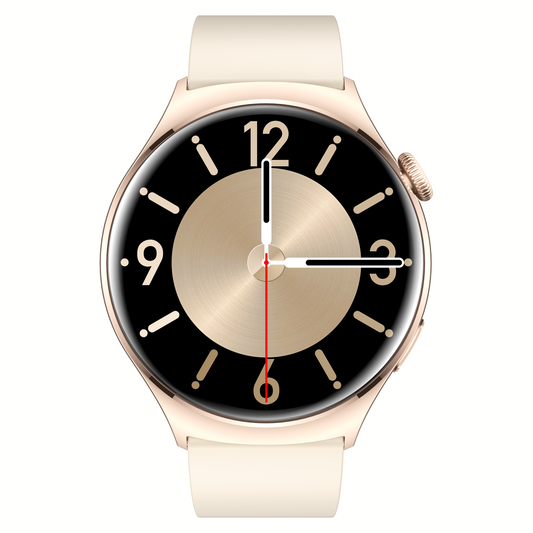 Norden Aspire Smart Watch, 1.43" AMOLED Display, Heart Rate, Oxygen Monitoring, IP68 Waterproof, Bluetooth 5.2, Fitness Tracker with AI Voice Assistant, Music Control, and 7-Day Standby Time - Gold