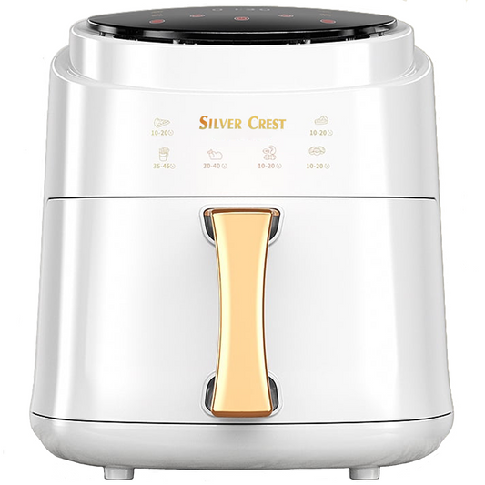 Silver Crest JD689B Air Fryer – XXL Capacity, 4 Preset Functions, 1400W Power, Adjustable Temp 80–210°C, Non-Stick Basket, for 3–6 People - White