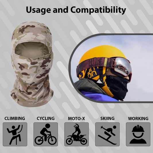 Lightweight Balaclava – Unisex, Universal Fit, Ultra-Soft Polyester Microfiber, for Motorcycling, Skiing, Cycling, and Outdoor Sports - Desert Camo