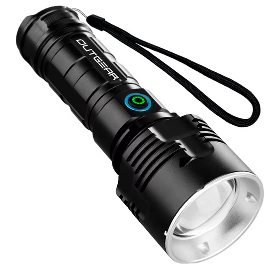 OutGear Light Saber Laser Beam 3000 Lumens, High Power LED Water Resistant Flashlight Lamp – Ultra Bright, Rechargeable, Military Grade, IPX-6 for Outdoor Activities